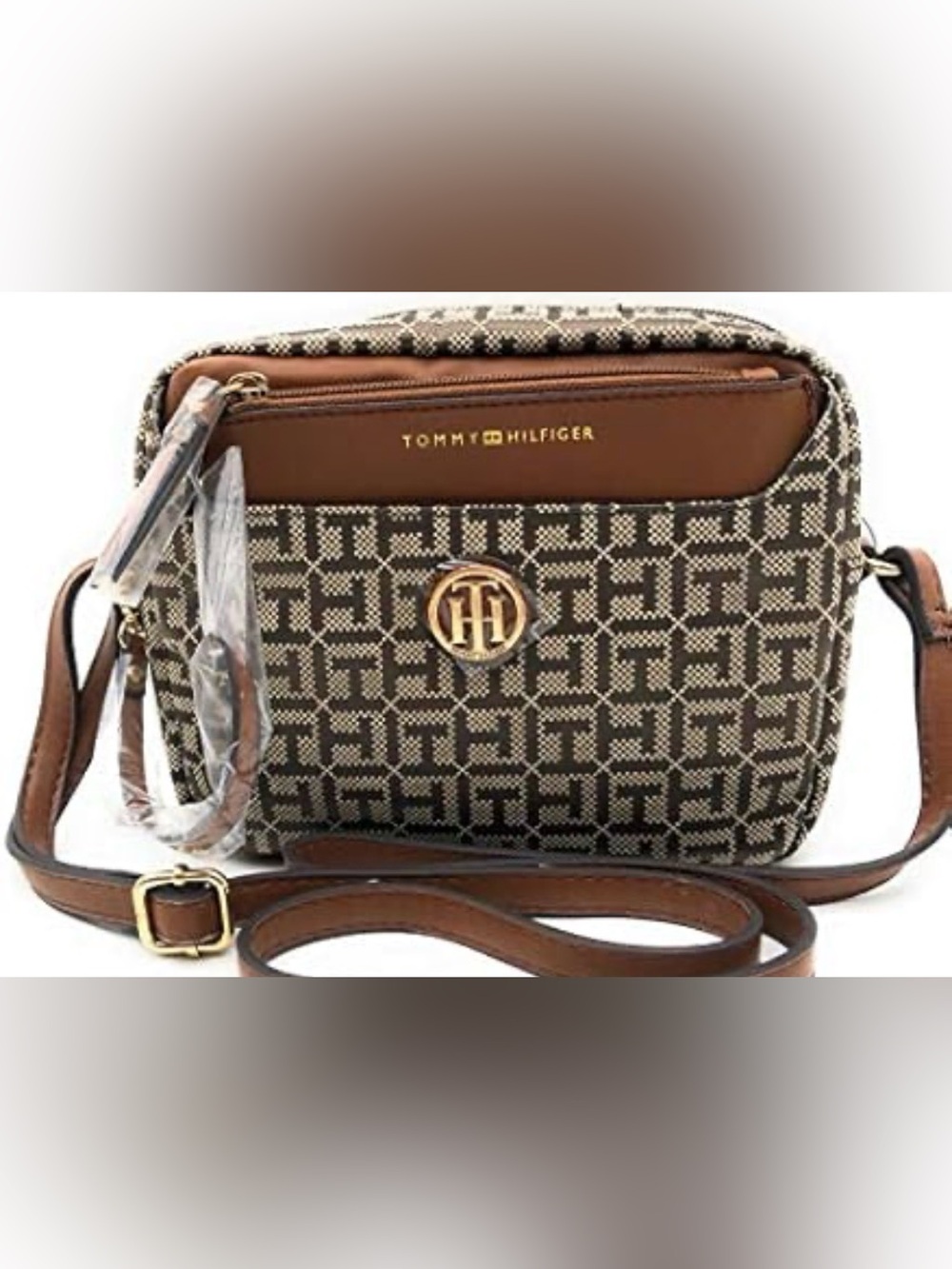 Tommy Hilfiger Brown Monogram Crossbody Bag